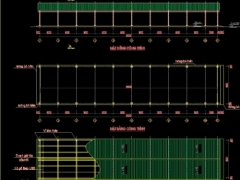 Bản vẽ CAD Nhà để xe trường học trụ sở vì kèo thép nhịp 6x36m