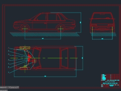 Bản vẽ hệ thống lái trên xe ô tô du lịch 5 chỗ sử dụng cơ cấu lái bánh răng - thanh răng