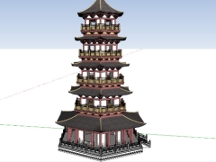 Dựng model .skp tháp lục giác 5 tầng