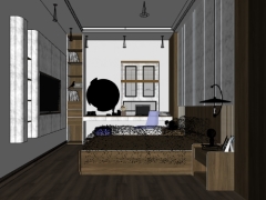 Full sketchup dựng nội thất Phòng ngủ