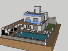 Model su nhà biệt thự 2 tầng bể bơi 9.75x11m