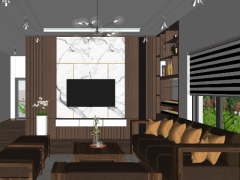 Model Su thiết kế nội thất phòng khách bếp ăn 3D hiện đại