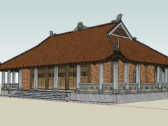Sketchup thiết kế chùa cổ bản vẽ 3d