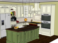 Thiết kế dựng model .skp thiết kế nội thất phòng bếp đẹp sang trọng