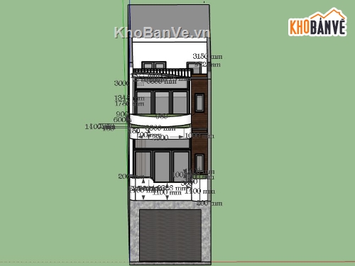 Nhà phố 3 tầng,Nhà phố 3 tầng hiện đại,model su nhà phố 3 tầng,file su nhà phố 3 tầng,sketchup nhà phố 3 tầng