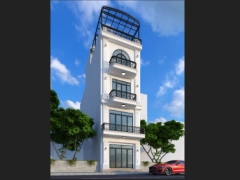 3D Nhà phố 4 tầng 5x18m tân cổ điển (3DS max 2021)