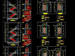 Autocad đầy đủ lan can cầu thang xưởng 3 tầng