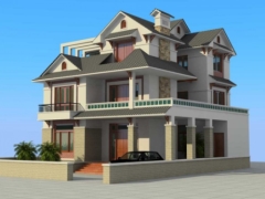 Autocad kiến trúc nhà biệt thự 3 tầng diện tích 13.5x13.5m