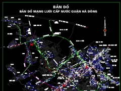 Bản đồ mạng lưới cấp nước Hà Đông do Công ty cấp nước Hà Đông quản lý