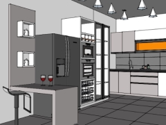 Bản vẽ 3d sketchup nội thất phòng bếp