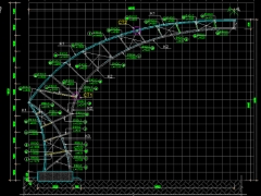 Bản vẽ AutoCAD chi tiết xây dựng cổng chào 25.5m (Mái vòm thép ống)