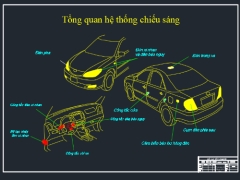 Bản vẽ Autocad Hệ thống chiếu sáng trên ô tô