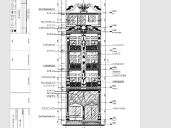 Bản vẽ autocad Nhà phố tân cổ điển cho thuê 4 tầng 1 tầng hầm kích thước 6.4x20.5m