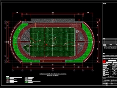 Bản vẽ Autocad Sân bóng đá kích thước 53x105m (Kiến trúc + điện)