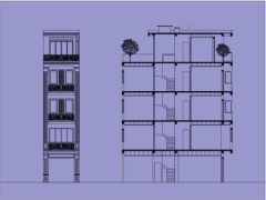 Bản vẽ autocad thiết kế kiến trúc nhà phố tân cổ điển 5 tầng 4x11.5m mặt tiền