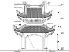 Bản vẽ autocad thiết kế lầu cô lầu cậu đền chùa đình cổ 4.6x4.6m