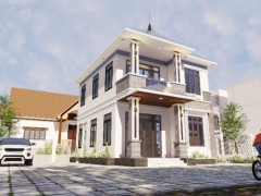 Bản vẽ autocad thiết kế nhà biệt thự mái nhật 2 tầng kích thước 8x11m