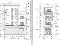 Bản vẽ autocad thiết kế nhà phố 4 tầng 2 mặt tiền kích thước 4.4x10m phối cảnh su