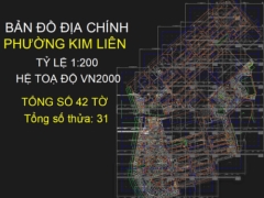 Bản vẽ bản đồ địa chính phường kim liên, quận đống đa, tỷ lệ 1:200 chuẩn theo hệ tọa độ vn2000