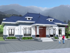 Bản vẽ biệt thự 1 tầng mái nhật KT 19.8x13.5m