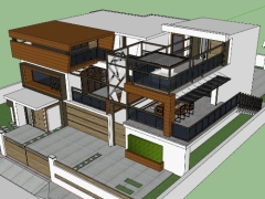 Bản vẽ biệt thự 2 tầng dựng model sketchup 2020