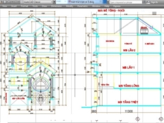 Bản vẽ CAD Biệt thự 3 tầng kích thước 8x11.3m (kiến trúc, kết cấu và điện nước)