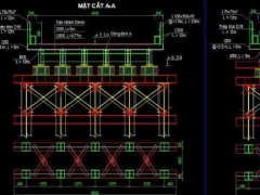 Bản vẽ cad cầu tạm thép 5 nhịp l=9+3x12+9m b=5m