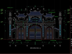 Bản vẽ CAD cổng đình chùa đền thờ Cổng nghi môn Cổng di tích