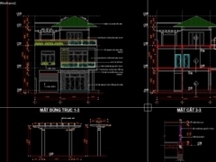 Bản vẽ cad kiến trúc kết cấu m&e mẫu biệt thự diện tích 12x25m 3 tầng