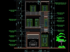 Bản vẽ CAD kiến trúc Nhà phố 3 tầng 5.9x25.6m