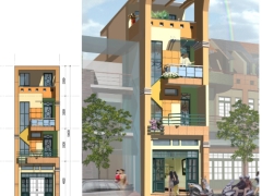Bản vẽ CAD Mẫu nhà phố 3.5 tầng 4.2x20.8m (Kiến Trúc + Kết cấu)