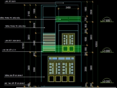 Bản vẽ CAD nhà phố 2 tầng 5x18.5m (full kiến trúc, kết cấu và dự toán)