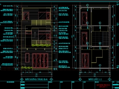 Bản vẽ CAD Nhà phố 3 tầng ( 2 tầng 1 tum) 5x25m (Full kiến trúc, kết cấu, Điện nước)