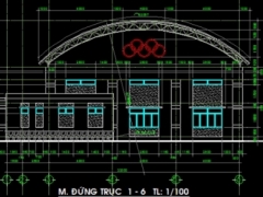Bản vẽ cad Nhà thể thao đa năng 22x44m ( kiến trúc, chi tiết, điện nước)