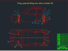 Bản vẽ cad thiết kế hệ thống treo trên xe Matiz