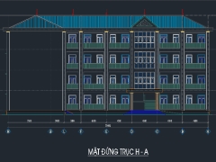 Bản vẽ cad thiết kế nhà bộ môn và thư viện 4 tầng 27.6x35.4m trường THCS