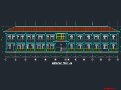 Bản vẽ cad thiết kế nhà đa chức năng 2 tầng 43.75x12.6m trường tiểu học