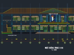 Bản vẽ cad thiết kế trường tiểu học khối 10 phòng học 2 tầng 9.5x51.85m và khối bán trú 6.2x32m trường tiểu học