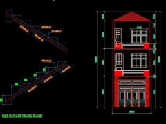  bản vẽ cad xin cấp phép xây dựng nhà ở phố diện tích thiết kế 5x18m (danh mục kiến trúc. kết cấu)