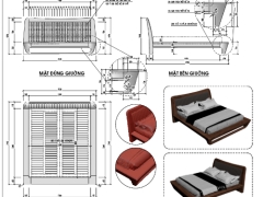 Bản vẽ chi tiết giường ngủ gỗ óc chó file autocad và 3Dmax