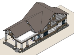 Bản vẽ chi tiết mô hình nhà mái thái bằng phần mềm Revit (2019) kt 9x23.5m