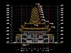 Bản vẽ chùa Thiên Lai 9 tầng kích thước 62x45m