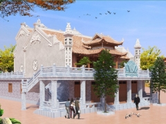 Bản vẽ đình chùa 2 tầng đầy đủ file kiến trúc, kết cấu, điện nước