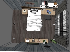 Bản vẽ dựng model .skp nội thất phòng ngủ sang xịn