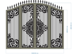 Bản vẽ dựng model thiết kế cổng 4 cánh vòm cong
