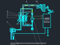 Bản vẽ hệ thống phanh dẫn động thủy lực có ABS trên xe ô tô du lịch