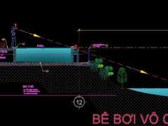 Bản vẽ kết cấu kiến trúc bể bơi vô cực