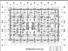 Bản vẽ kết cấu móng và tầng hầm khu nhà ở xã hội 54x43m