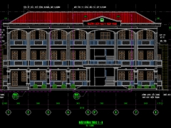 Bản vẽ kiến trúc, kết cấu trường tiểu học 3 tầng kích thước 15.6x28.1m