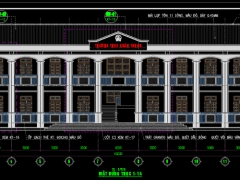 Bản vẽ kiến trúc, kết cấu trường trung học cơ sở 2 tầng kích thước 9.6x40.2m